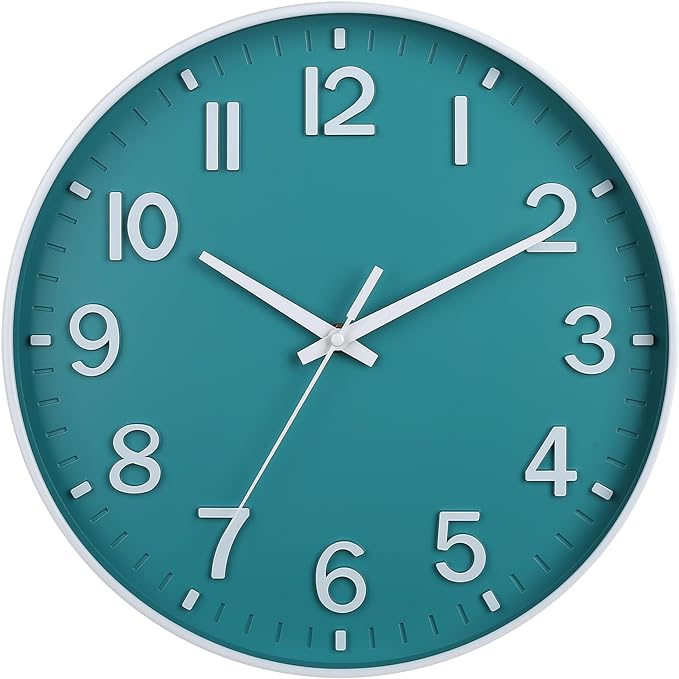 HZDHCLH Teal Wall Clocks Battery Operated, 12 inch Silent Non Ticking Modern by HZDHCLH