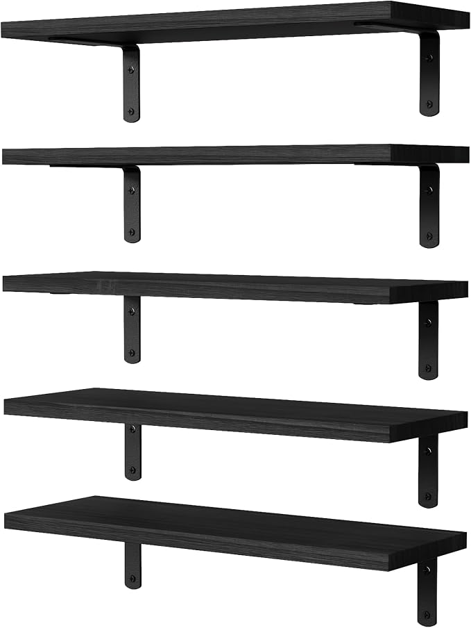 DOLLFIO Floating Shelves, 5 Sets Wall Shelves, Wood Floating Shelves by DOLLFIO