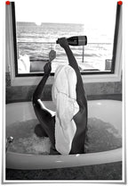 Trendy Black and White Posters Funny Woman Drinking Wine in Bathtub Wall Art - Image 2