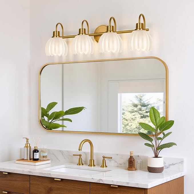 4-Light Bathroom Light Fixtures, Vintage Bathroom Vanity Lighting Fixtures Over - Image 7