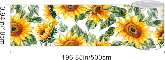 HOMETITUTE Wallpaper Border Peel and Stick Wall Border Sunflower Floral - Image 3