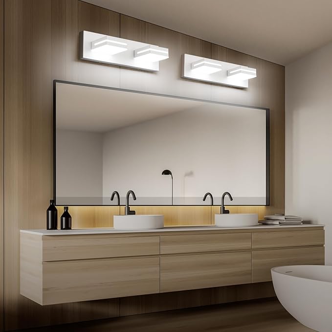 SineRise LED Modern Bathroom Vanity Light Fixtures, Matte White Modern Acrylic - Image 5