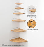Corner Shelf, Solid Oak Wood Floating Corner Shelf Wall Mount Round End - Image 7
