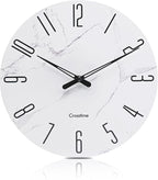 Crosstime Wall Clock White Marble Theme Modern Decorative Waterproof Glass Clock by CrosstimeWallClockPracticalElegant