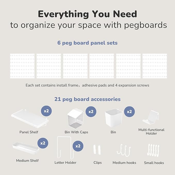 Keepo Peg Board Wall Organizer – Plastic Pegboard Panels, Modular Peg Board - Image 3