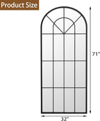 Full Length Mirror, Large Body Arched Wall Mounted Window Pane Mirrors - Image 4