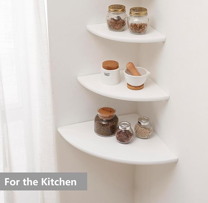 Corner Shelf, Solid Oak Wood Floating Corner Shelf Wall Mount Round End - Image 6