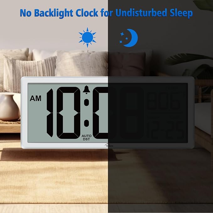 WallarGe 14.5'' Large Digital Wall Clock Battery Operated - Image 6