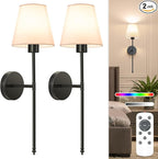 NIORSUN Battery Operated Wall Sconce Set of 2, 10 Colors Wireless Wall Lamps by NIORSUN