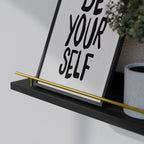 WOPITUES Floating Shelves with Gold Metal Guardrail, Shelves - Image 4
