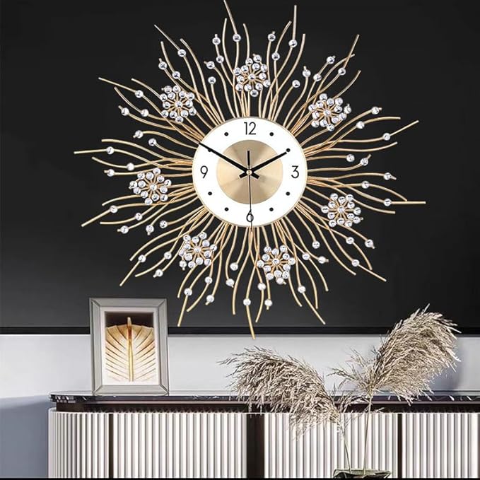SIN&MI Large Wall Clocks, Silent Sunflower Shape Chic Decorative Wall Clock - Image 5