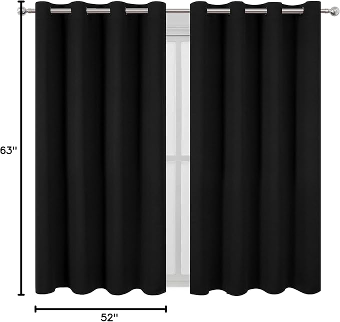 LEMOMO Black Blackout Curtains 52 x 63 Inch Length/Set of 2 Curtain - Image 10