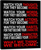 Pyradecor Watch Your Thoughts Motivational Classroom Poster Modern Canvas by Pyradecor