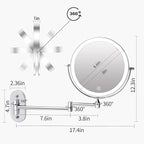 FUNTOUCH 5000mAh Rechargeable Wall Mounted Lighted Makeup Vanity Mirrors - Image 6