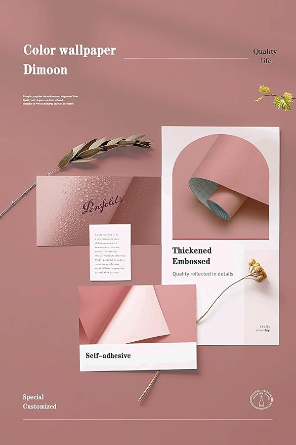 Dimoon 394''x17.7'' Pink Peel and Stick Wallpaper Contact Paper Modern Self - Image 4