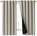 NICETOWN Natural 100% Blackout Lined Curtains, 2 Thick Layers Completely - Image 2