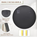 BEAUTYPEAK 30 Inch Round Mirror, Metal Frame Circle Mirror, Wall Mounted - Image 4