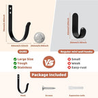 12 Pcs Wall Hooks for Hanging, Large Coat Hooks Wall Mount, Heavy Duty Screw in - Image 4