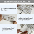 AULIGET 2 Sheets Faux Stone Peel and Stick Backsplash - Image 6