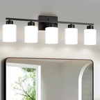 FonmYim Black Bathroom Light Fixtures, 5-Light Modern Vanity Light Over Mirror by FonmYim