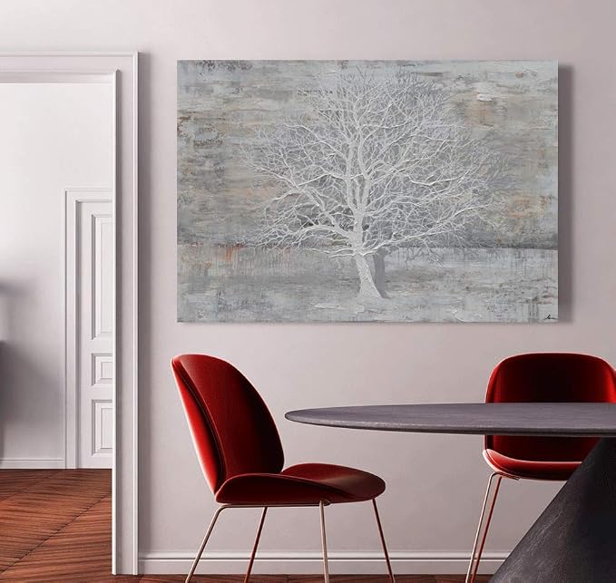 Yihui Arts Abstract Tree Canvas Wall Art: Large White Shadow Tree Picture - Image 6
