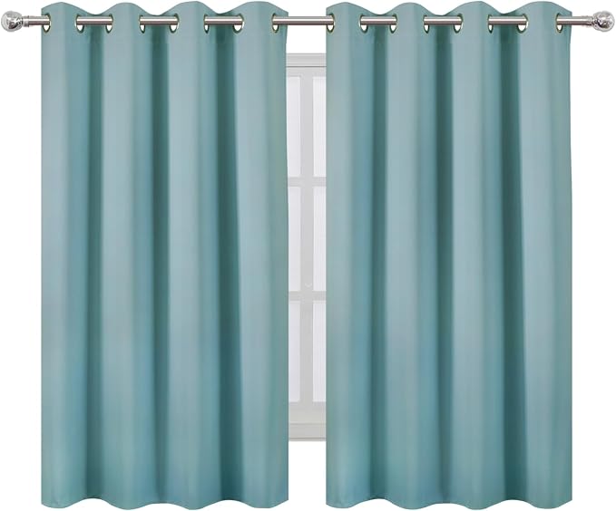 LEMOMO Stone Blue Thermal Blackout Curtains/52 x 54 Inch/Set of 2 Panels Room - Image 2