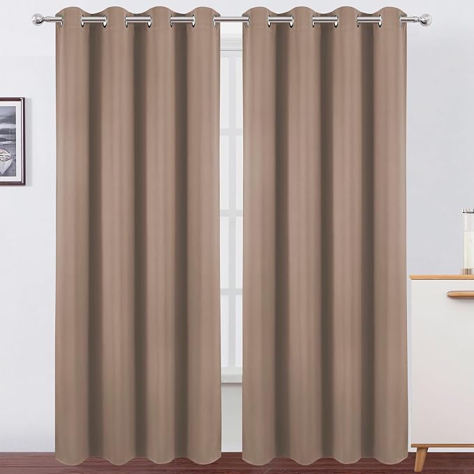 LEMOMO Blackout Curtains 52 x 120 Inch Long Cappuccino Curtains Set of 2 Panels by Lemomo