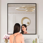 LOAAO 30"X36" Black Rectangle Bathroom Mirror Wall, Matte Black Aluminum Alloy - Image 2