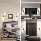 Daunton Modern Hardwired Wall Sconce Set of 2, LED Black Wall Light - Image 5