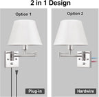 TRLIFE Wall Sconce Plug in, Dimmable Wall Sconces Set of 2 Brushed Nickel Swing - Image 8