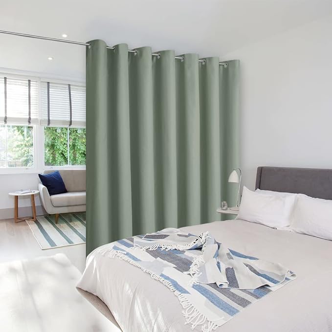 NICETOWN Greyish Green Room Separating Divider, Room Divider Curtain Screen by NICETOWN