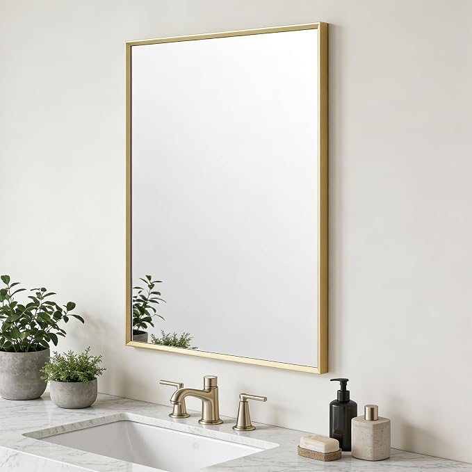BOMINICA Brushed Gold Bathroom Mirror by BOMINICA