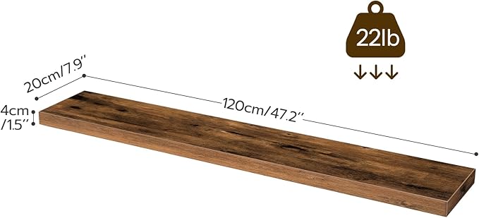 HOOBRO Floating Shelves for Wall, Wall Mounted Shelf Set of 2, 47.2" Hanging - Image 3