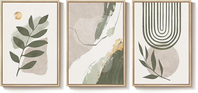 3 Piece Large Framed Abstract Boho Wall Art - Image 6