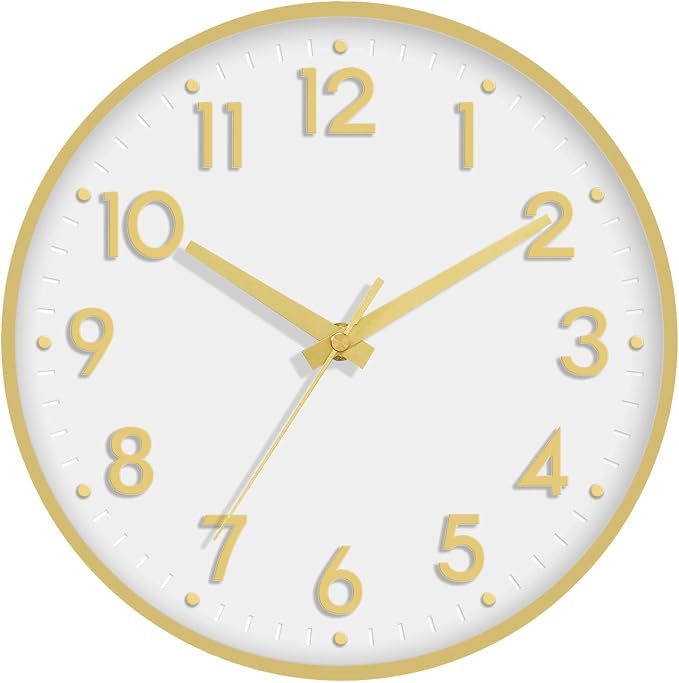 Mosewa Wall Clock 12 Inch, Battery Operated Silent Non-Ticking Modern Analog by MOSEWAWALLCLOCK
