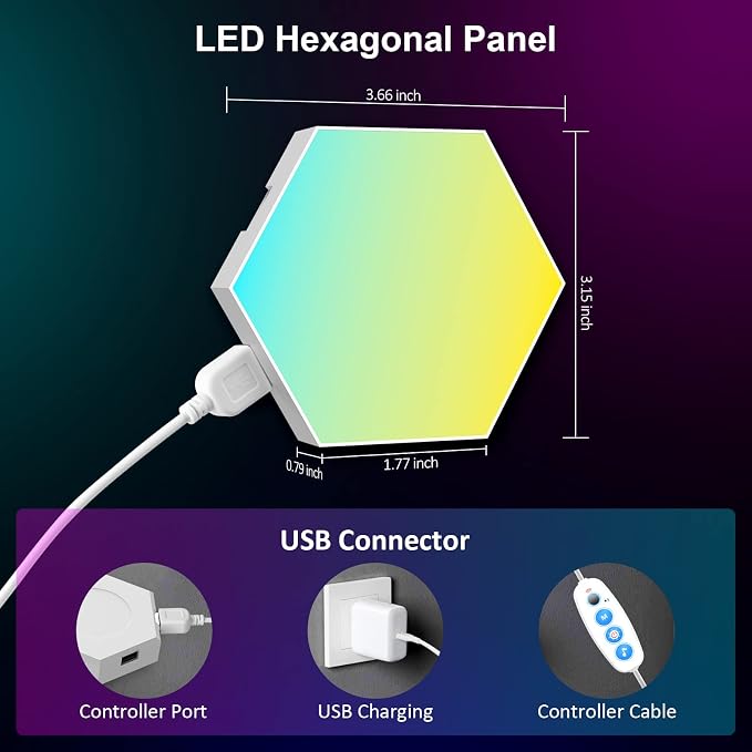 OJQ 8 Pack Hexagon Lights Wall RGB Panel - Image 6