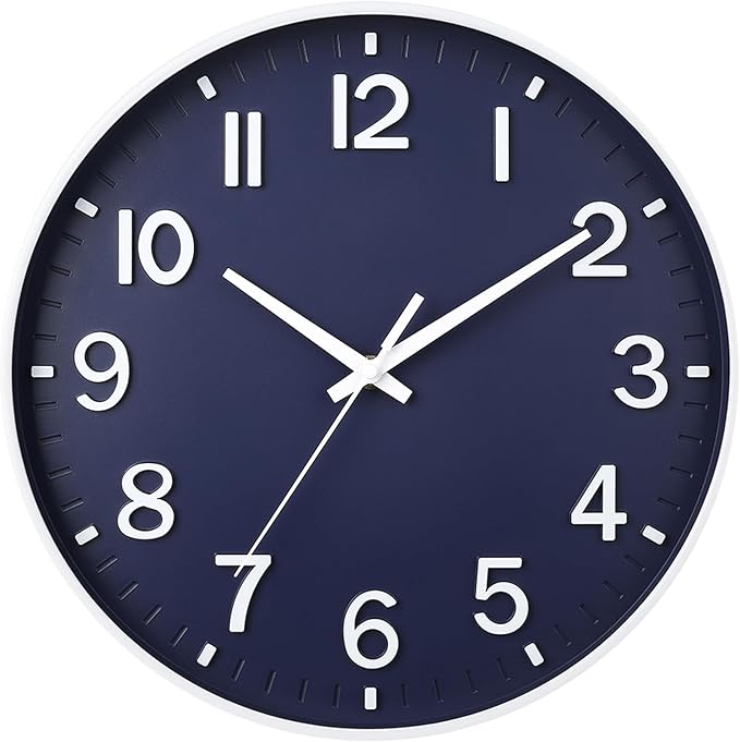 HZDHCLH Wall Clocks Battery Operated, Wall Clock Navy Blue, 12 inch Wall Clock by HZDHCLH