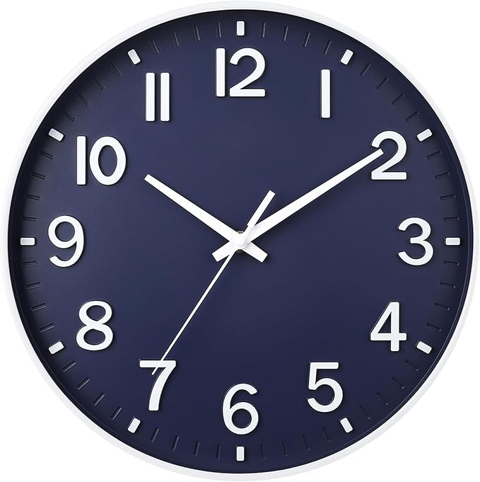 HZDHCLH Wall Clocks Battery Operated, Wall Clock Navy Blue, 14 inch Wall Clock by HZDHCLH