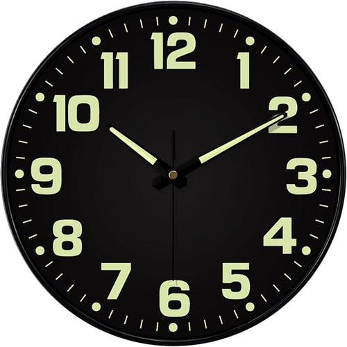 12 Inch Silent Wall Clocks Battery Operated, Glow in The Dark Wall Clock by MABPEDO