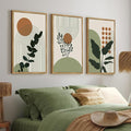 PHOPAGO Boho Plant Wall Art Green Botanical Bohemain Framed Wall Printing by PHOPAGO