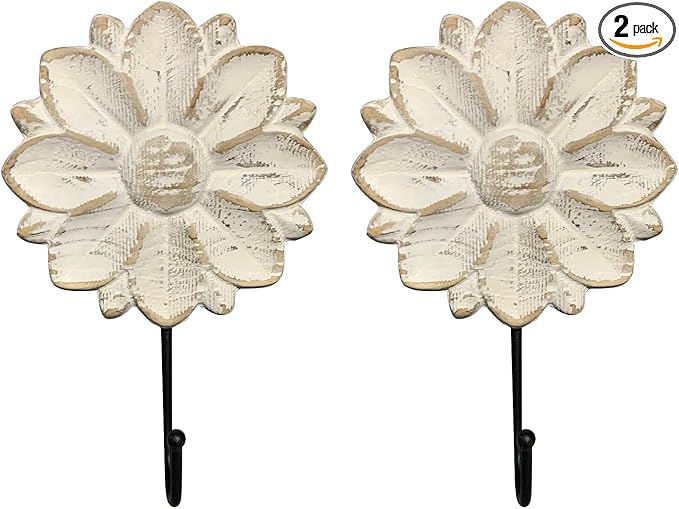 dwellington Decorative Wall Mounted Flower Hooks, Farmhouse Boho Coat Rack by dwellington