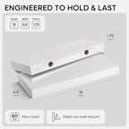 Homeforia White Floating Shelves 16 inch, High End Solid Real Wood 16inch - Image 2