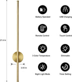 Battery Operated Modern Wall Sconces, Dimmable Wireless Wall Light Set of Two - Image 4