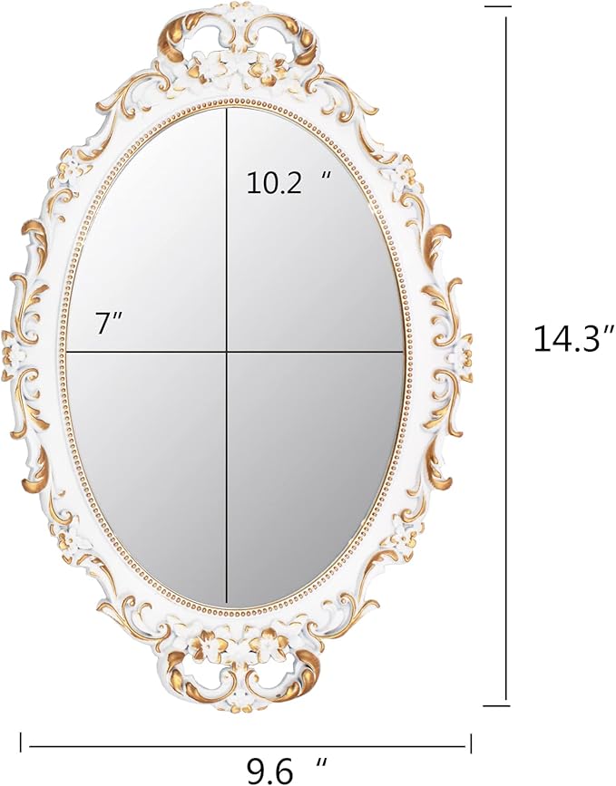 Tstarer 2 Pack - Vintage Decorative White Framed Mirror, Wall Hanging Mirrors & - Image 3