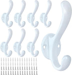 8 Pack Coat Hooks Wall Mount Heavy Duty Utility Retro Double Hooks by PEOIAOY