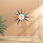 FIELDY Large Wall Clock 27.5 Inch Mid Century Wall Clocks Starburst Clock Non - Image 6