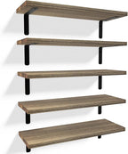 RICHER HOUSE Rustic Wood Shelves Set of 5, Farmhouse Style Floating Shelf by RicherHouse