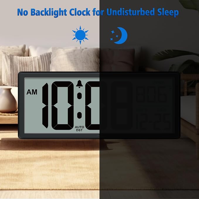 WallarGe 14.5'' Large Digital Wall Clock Battery Operated - Image 7