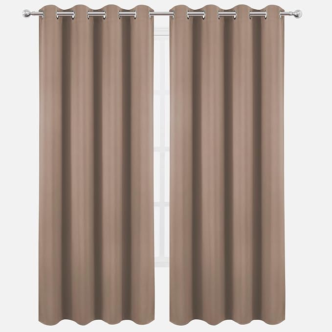 LEMOMO Blackout Curtains 52 x 120 Inch Long Cappuccino Curtains Set of 2 Panels - Image 2