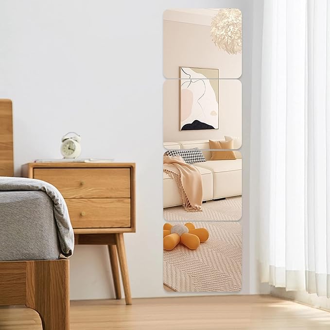 JEOYOO Full Length Wall Mirror Tiles, Frameless Full Body Mirror Tiles - Image 2